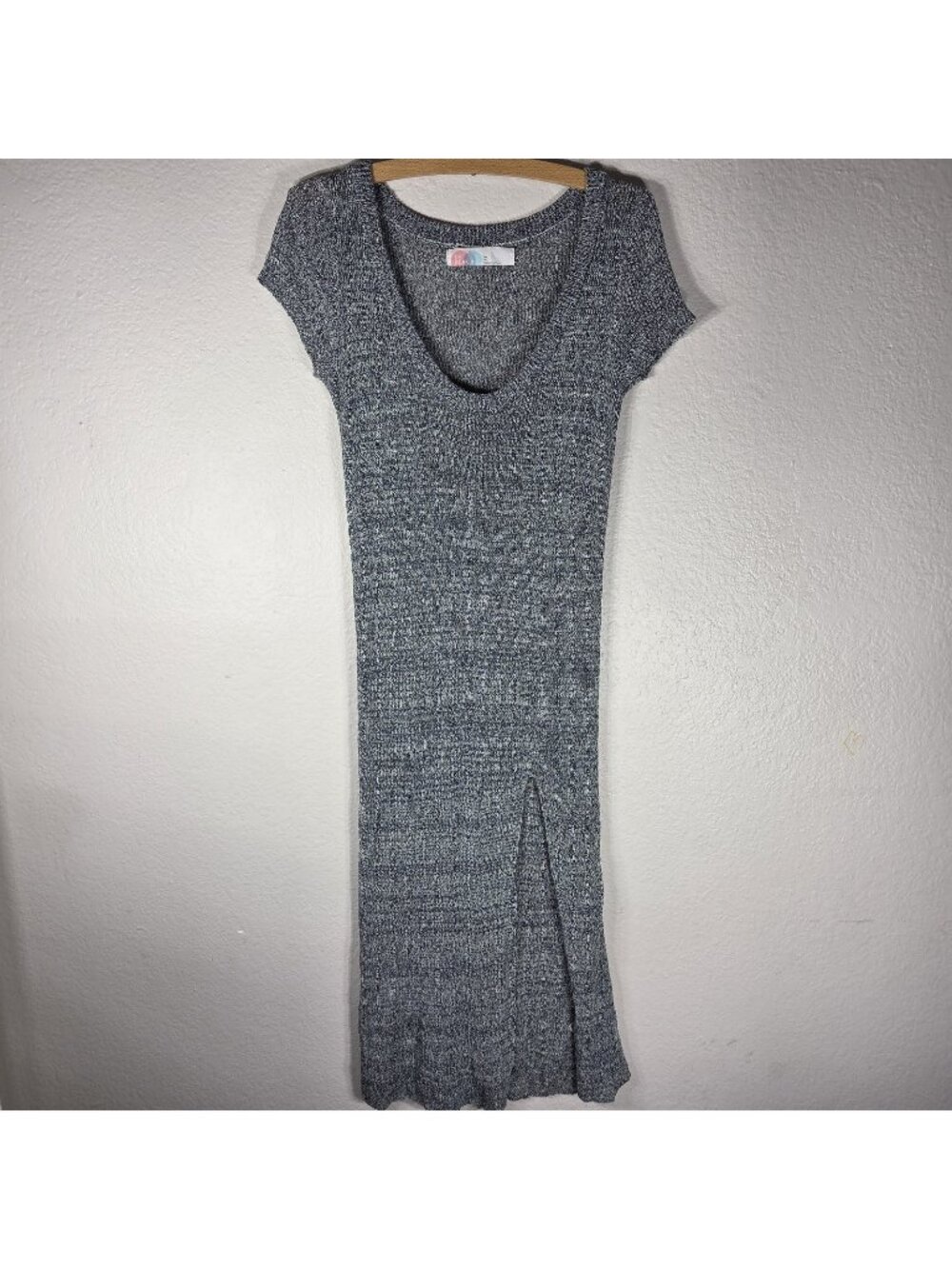 Free People Beach One Love Sweater Midi Dress Linen Blend XS Gray Short Sleeve